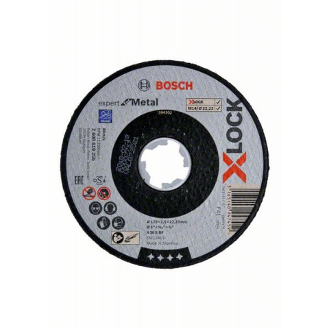 Disque expert x-lock metal bosch 125x1.6 plat - 2608619254