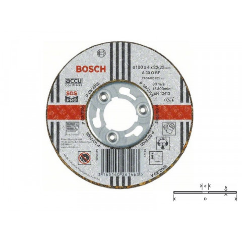 1 Meule à ébarber inox à moyeu plat Ø100mm BOSCH 2608600702