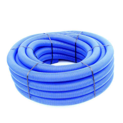 Gaine tpc annelée-lisse bleue eau o90 en 50m avec tire-fil
