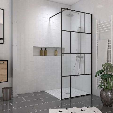 Pack paroi de douche 90x195 cm + receveur a carreler 90x90 recoupable - bonde verticale Aurlane - PACF099