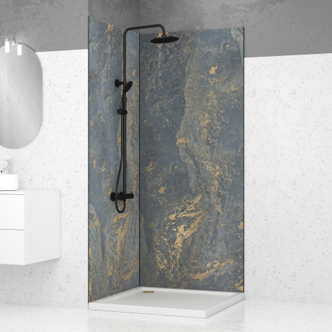 2 panneaux muraux pierre 90x210cm 'venus' + profilés d'angle et finition noirs - stone'it Aurlane - PACP276