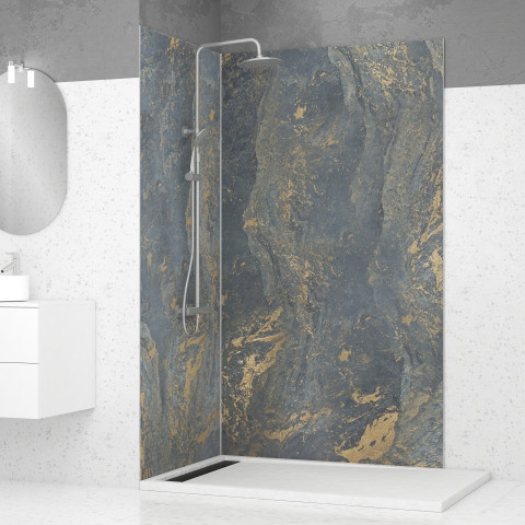 2 panneaux muraux pierre 90+120x210cm 'venus' + profilés d'angle et finition chromés - stone'it Aurlane - PACP277