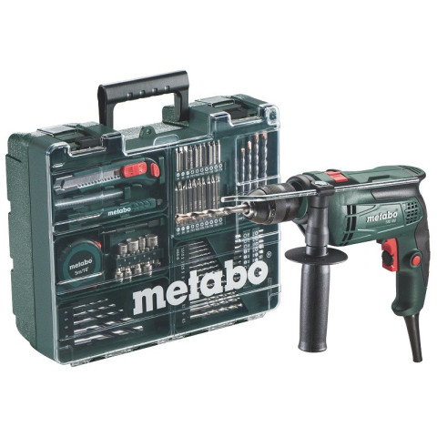 Perceuse à percussion METABO SBE -650 - 650W + set atelier mobile avec plus de 60 accessoires - 6.00671.87