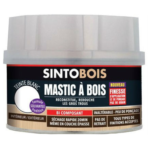 Mastic fin SINTOBOIS - Blanc - Boite 170 ml - 39890