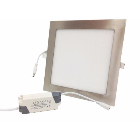 Downlight dalle led extra plate carré alu 18w - couleur eclairage : blanc chaud 2300k - 3500k
