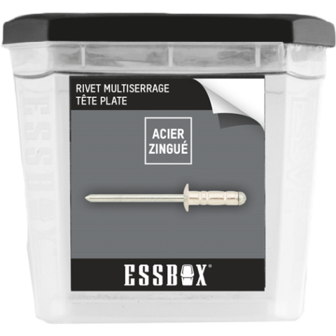 Rivets standards ESSBOX SCELL-IT Alu/Acier - Tête plate - Ø4 mm x 10 mm - Boite de 500 - EX-9445124010