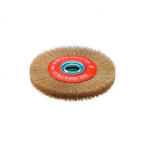 Brosse circulaire avec bagues 200 x 20 x 32 mm fils ondulés acier laitonné