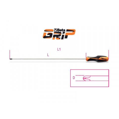 Tournevis phillips betagrip à lame longue art.1262l ph=2m d=6mm l=400mm beta 012620209