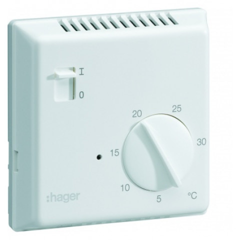 Thermostat ambiance électronique en saillie pour chauffage électrique avec entrée fil pilote 230v hager 25513