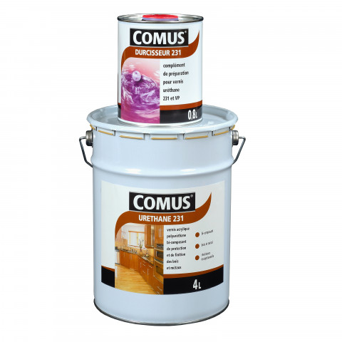 Urethane 231 incolore (b+d) - brillant 4,8l - vernis polyuréthane bi-composant tous supports - comus