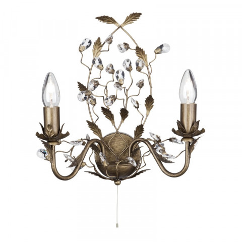 Applique 2 ampoules almandite, en or brun et cristal