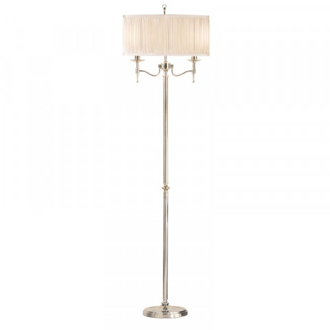 Lampadaire stanford, nickel, abat-jour beige