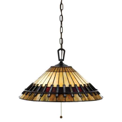 Suspension chastain, bronze vintage et verre tiffany