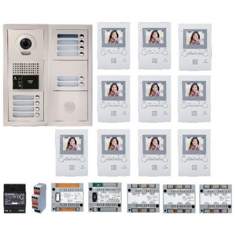 Pack vidéo gtbv10e, 10 boutons avec 10 moniteurs gt1m3 programmés- aiphone