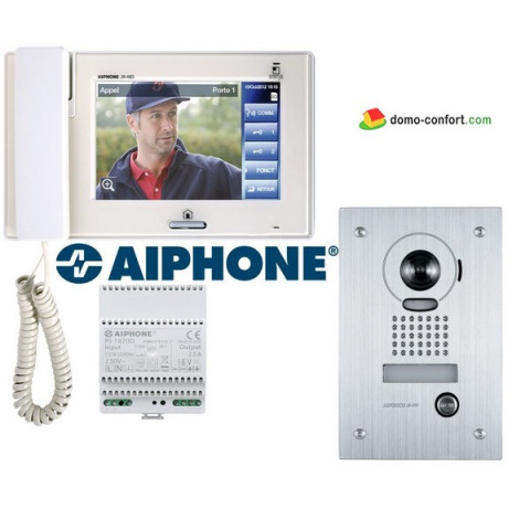 Kit vidéo couleur, tactile, grand angle, platine encastrée, antivandale aiphone