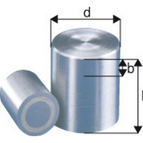 Aimant cylindrique, Ø d : 10 mm, Hauteur l 16 mm, Réduction max. b 6 mm, Force de maintien : 8,5 N, Poids : 9,5 g