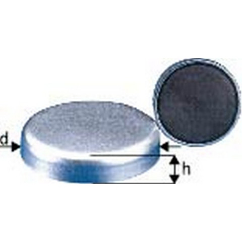 Aimant plat sans manchon taraudé, Ø d : 25 mm, Hauteur d'aimant h 7 mm, Force de maintien 40 N, Poids : 19 g