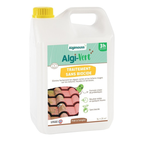 Traitement sans biocide - Toiture, façade et terrasse - Prêt à l'emploi - Bidon de 5 litres - 020001