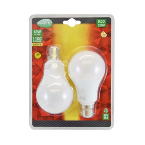 Ampoule led b22 12w 3000k x2