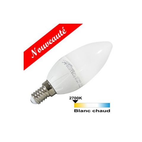 Ampoule led flamme E14 6 watt dimmable (eq. 40 watt) - Couleur eclairage - Blanc chaud 2700°K