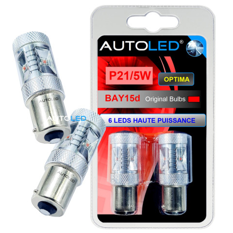 Led p21/5w 6 leds haute puissance rouge autoled®