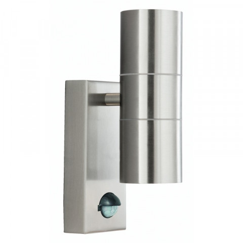 Applique 2 ampoules outdoor & porch avec détecteur, en aluminium et verre, gris