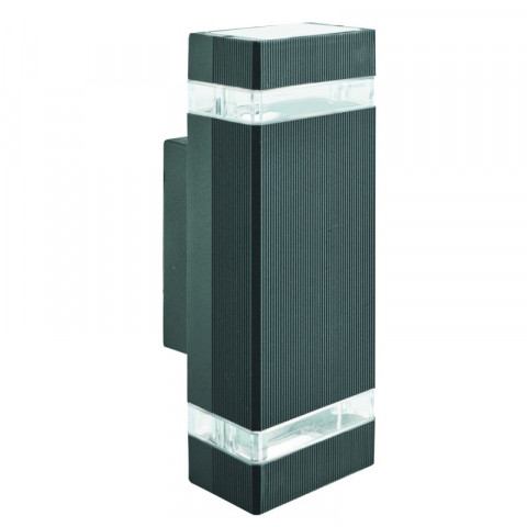 Applique 2 ampoules outdoor & porch, en fonte d'aluminium noire et polycarbonate