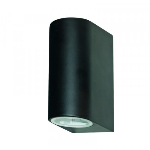 Applique 7 cm 2 ampoules outdoor & porch, en fonte d'aluminium noire et verre