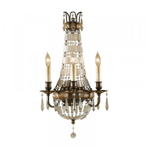 Applique bellini, bronze oxydé et cristal