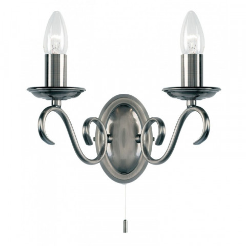 Applique bernice, argent ancien, 2 ampoules