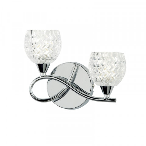 Applique boyer, chrome et verre, gauche, 2 ampoules
