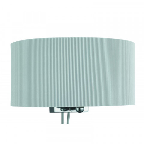 Applique drum pleat, en chrome et verre, abat-jour gris