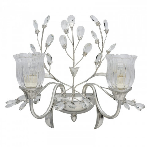 Applique murale argentée flora 2 ampoules 20 cm