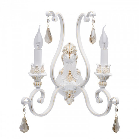 Applique murale blanche country 2 ampoules 24 cm