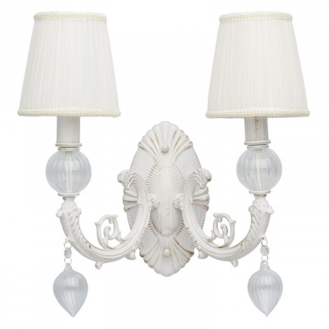 Applique murale blanche elegance 2 ampoules 26 cm