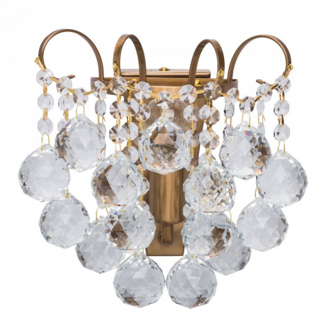 Applique murale laiton crystal 1 ampoule 15 cm