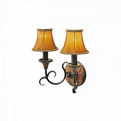 Applique murale marron country 2 ampoules 24 cm