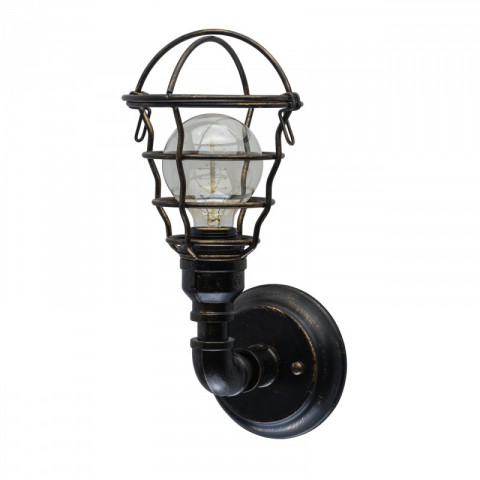 Applique murale noire loft 1 ampoule 19 cm