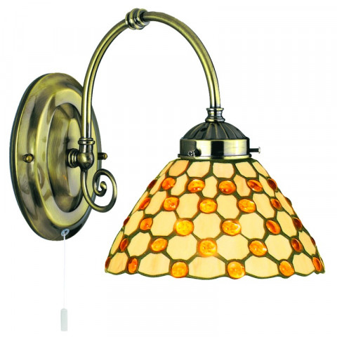 Applique raindrop, en laiton antique et verre tiffany marron