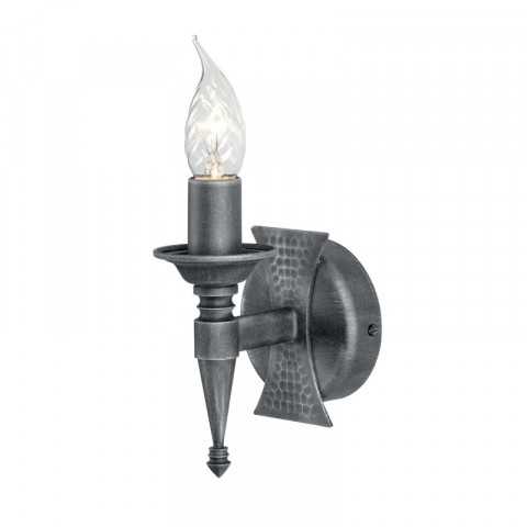 Applique saxon, fer forgé, noir / argent, 1 ampoule