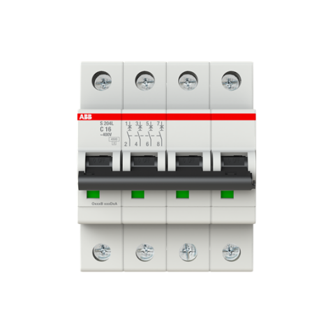 DISJONCTEUR ABB MODULAIRE- 4P - 16A - CBE C - 4500A/6KA (4 MODULES)-PEIGNABLE