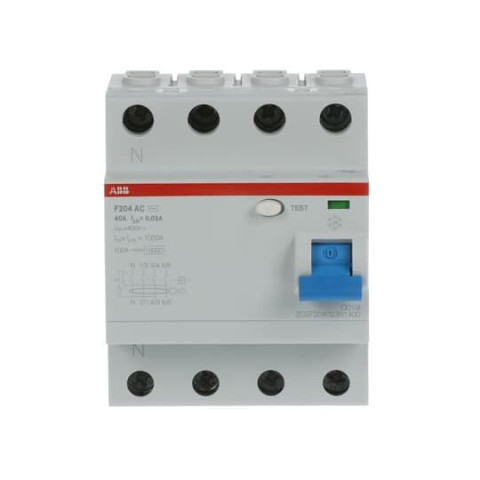 INTERRUPTEUR DIFFÉRENTIEL ABB- F200 - 4P - 40A - 30MA - TYPE AC