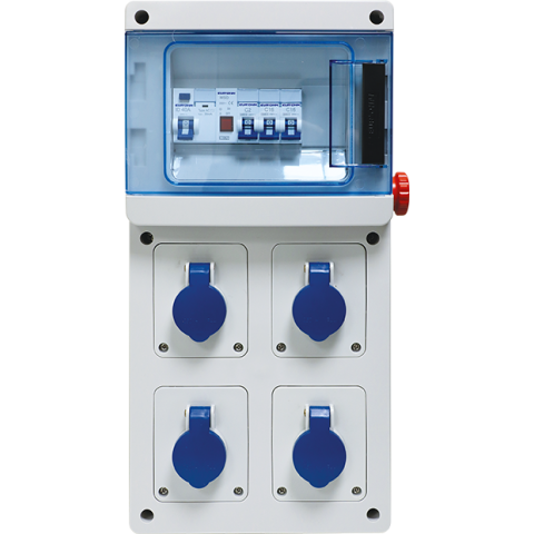 Coffret de chantier mono équipé 4PC 2P+T + arrêt d'urgence + voyant - EUROHM - 19200