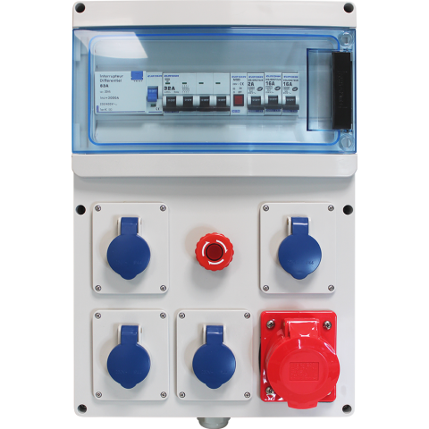 Coffret de chantier tetra équipé 4PC 2P+T + 1PC 3P+N+T 16A + arrêt d'urgence + voyant - EUROHM - 19210