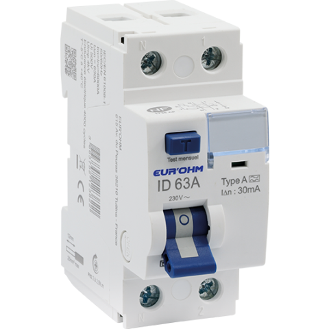 Disjoncteur Différentiel 2x63A 30mA Type A à Vis - Haute Performance - EUROHM - 23853
