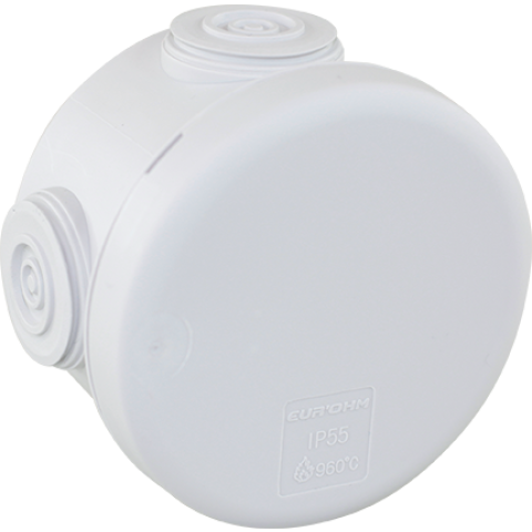 Boîte de dérivation Ø60x40 Sum'ohm étanche 4 embouts avec couvercle enclipsable Gris IP55 - EUROHM - 50001