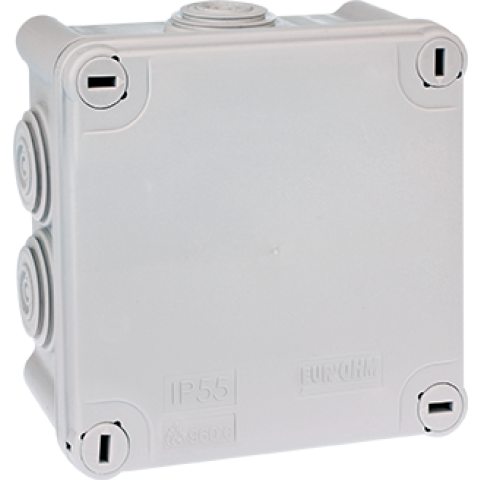 Boîte de dérivation 100x100x60 Sum'ohm étanche 7 embouts Gris avec couvercle 1/4tour - EUROHM - 50004
