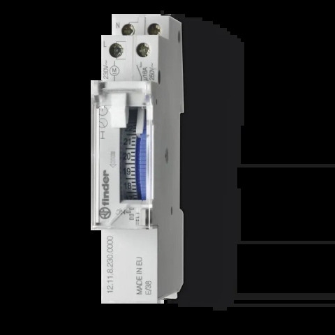 Horloge journalière mécanique 1NO 16A 230V AC, avec réserve de marche - FINDER - 121182300000
