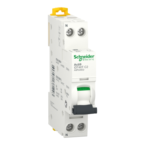 Acti9 iDT40T - Disjoncteur modulaire - 1P+N - 2A - Courbe C - 4500A/6kA - SCHNEIDER ELECTRIC - A9P22602