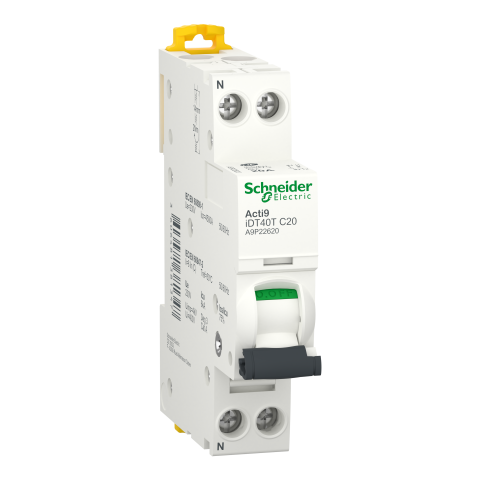 Acti9 iDT40T - Disjoncteur modulaire - 1P+N - 20A - Courbe C - 4500A/6kA - SCHNEIDER ELECTRIC - A9P22620